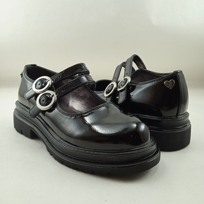 Mercedes de charol negro con cierre de velcro, Asso mod.16635 - Imagen 3