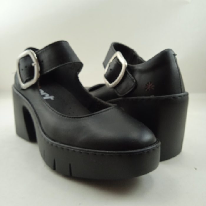 Mercedes de piel negra con cierre de hebilla, Art mod. 1653 - Imagen 3