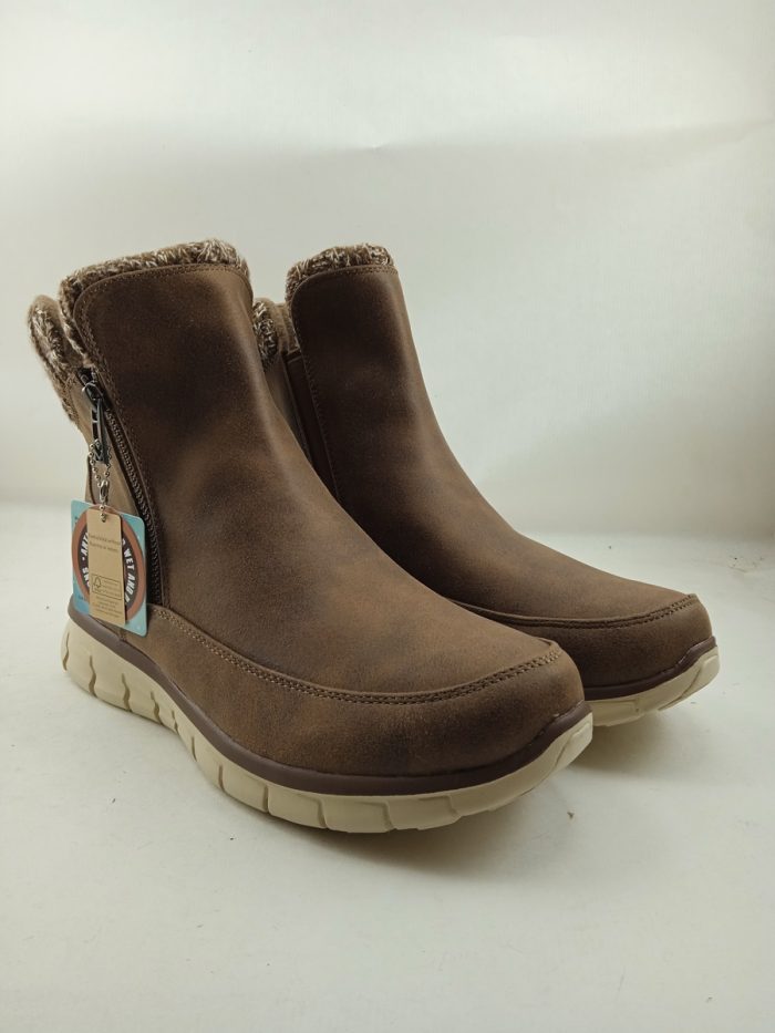 Bota de piel marron con cierre de cremallera, Skechers mod. 167941 - Imagen 2