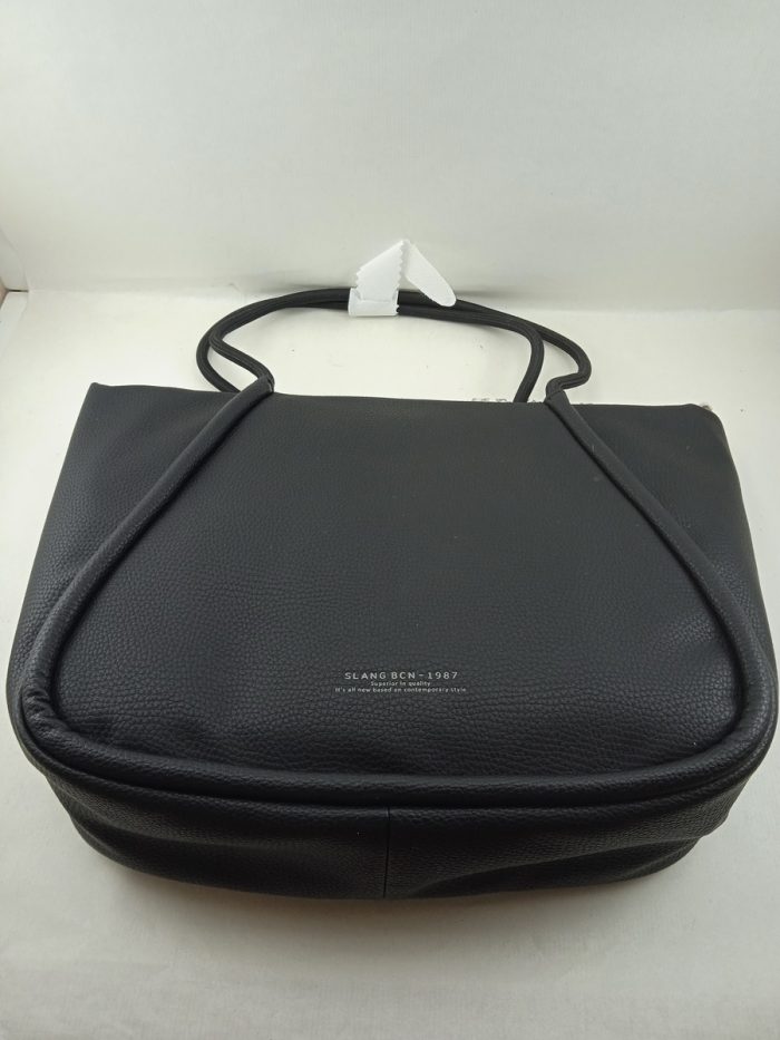 Bolso sintetico negro con cierre de cremallera, Slang mod. INL1