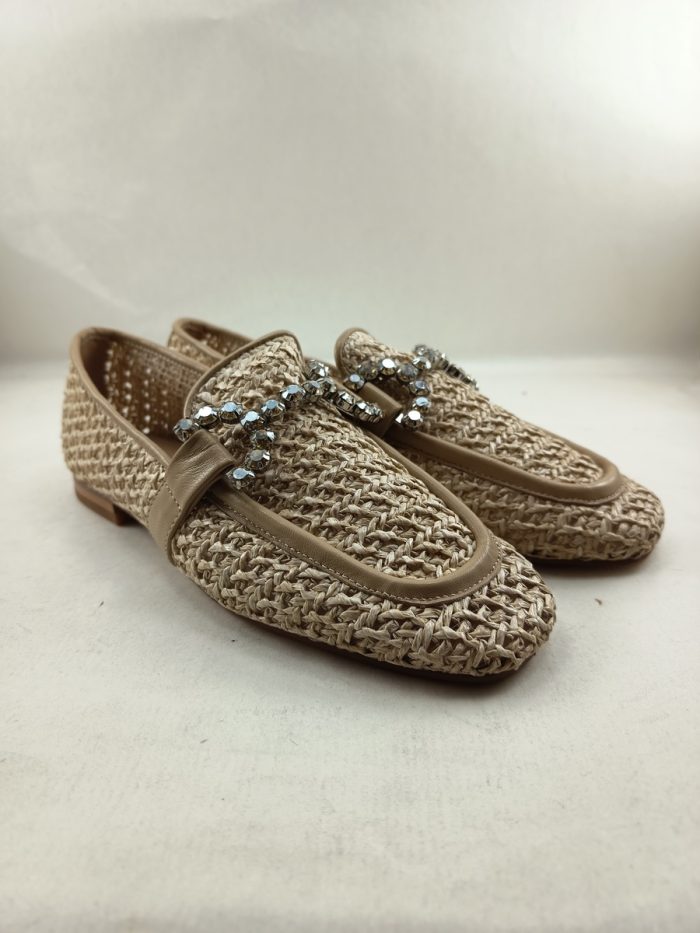 Zapato de vestir en rafia natural sin cierres, Alma en pena mod. 0304