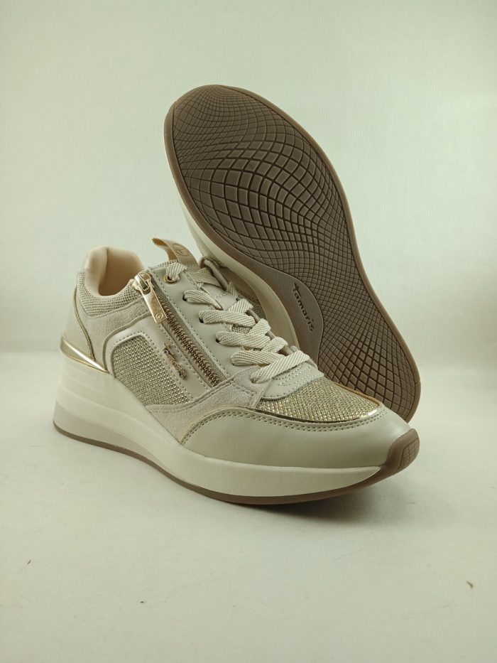 Semi-sport de piel crema con cierre de cordon y cremallera, Wortmann mod. 23703 - Imagen 3