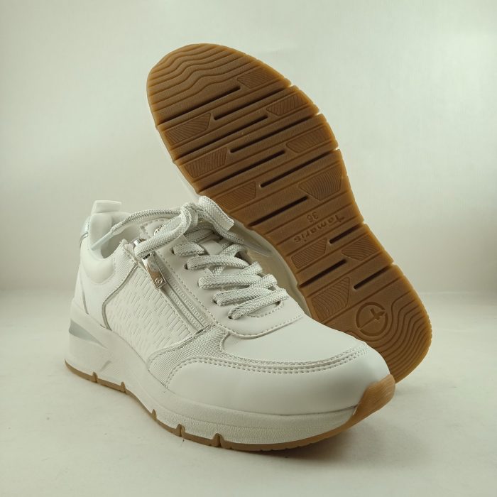 Semi-sport de piel blanca con cierre de cordon y cremallera, Wortmann mod. 23721 - Imagen 2
