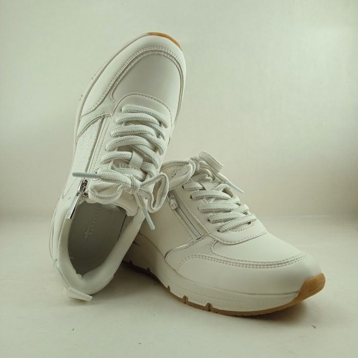 Semi-sport de piel blanca con cierre de cordon y cremallera, Wortmann mod. 23721 - Imagen 3