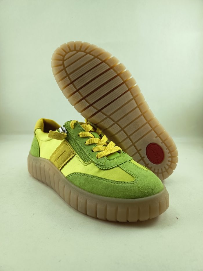 Semi-sport de piel verde con cierre de cordon y cremallera, Tamaris confort mod. 83719 - Imagen 3
