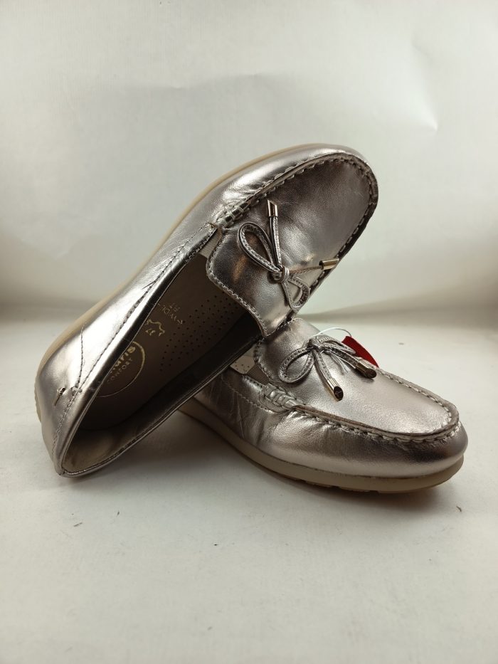 Mocasin de piel oro sin cierres, Tamaris confort mod. 84600 - Imagen 4
