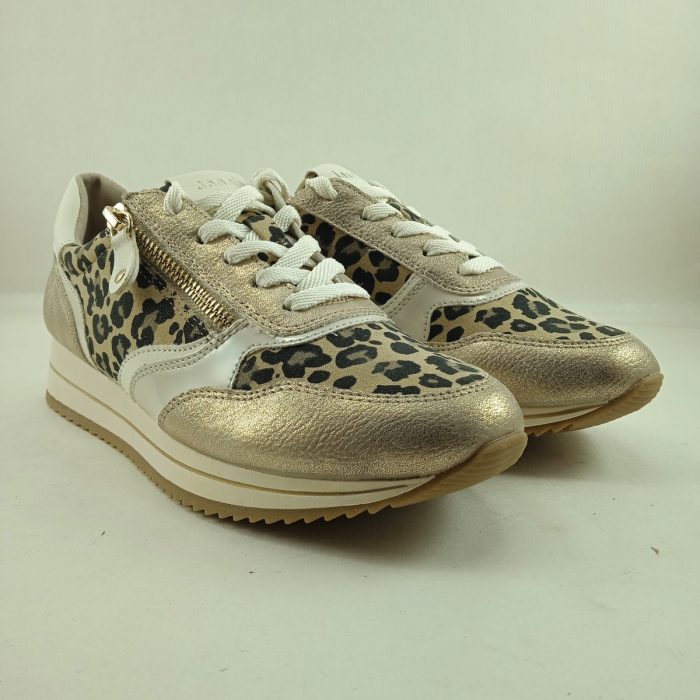 Semi-sport de piel leopardo con cierre de cordon y cremallera, Jana mod. 23774