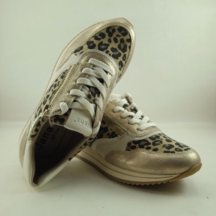 Semi-sport de piel leopardo con cierre de cordon y cremallera, Jana mod. 23774 - Imagen 4