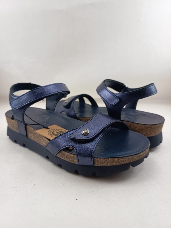 Sandalia de piel azul con cierre de velcros, Panama jack mod. Sulia shine b4 - Imagen 2