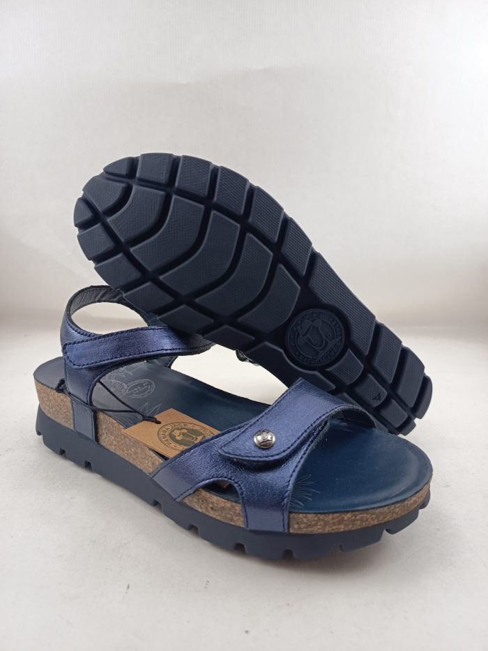Sandalia de piel azul con cierre de velcros, Panama jack mod. Sulia shine b4 - Imagen 3