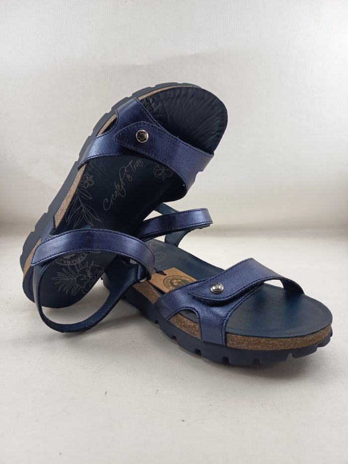 Sandalia de piel azul con cierre de velcros, Panama jack mod. Sulia shine b4 - Imagen 4