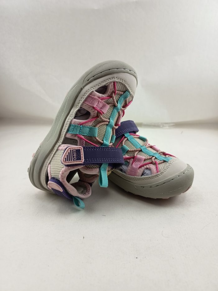 Sandalia de cortes en piel crema con cierre de velcro, Gioseppo mod. 74460 - Imagen 4