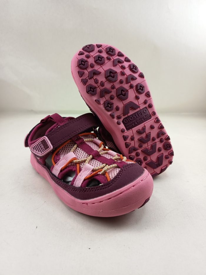 Sandalia de cortes en piel rosa con cierre de velcro, Gioseppo mod. 74460 - Imagen 3