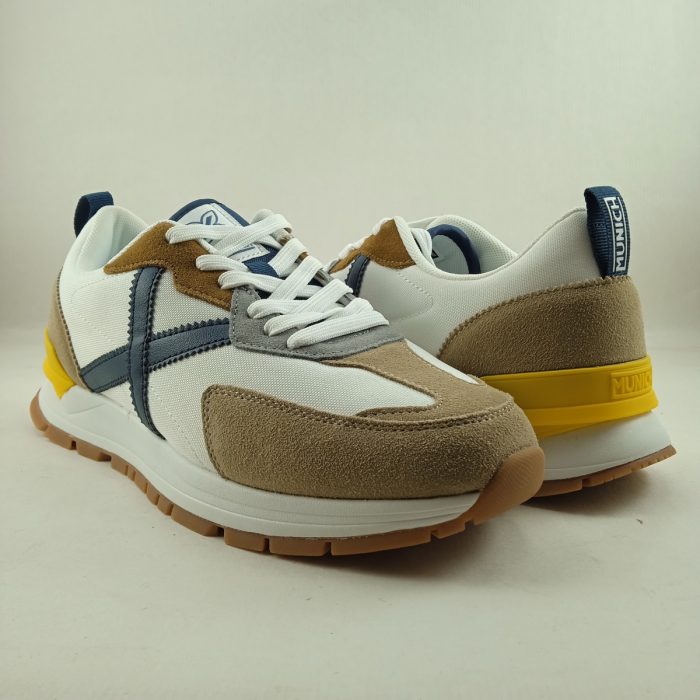 Semi-sport de piel blanco con cierre de cordon, Munich mod. 8832025 - Imagen 3