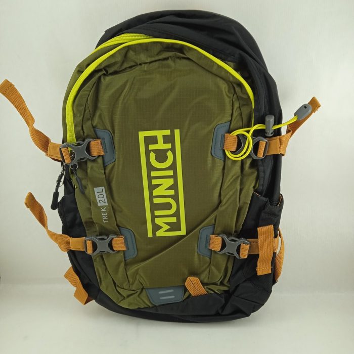 Mochila de sport sintetica verde con cierre de cremalleras, Munich mod 7040108