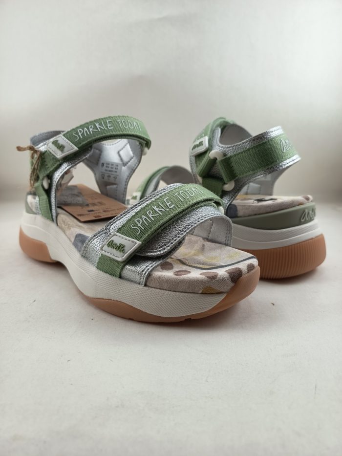 Sandalia sintetica verde con cierre de velcro, Azzar complementos mod.371771