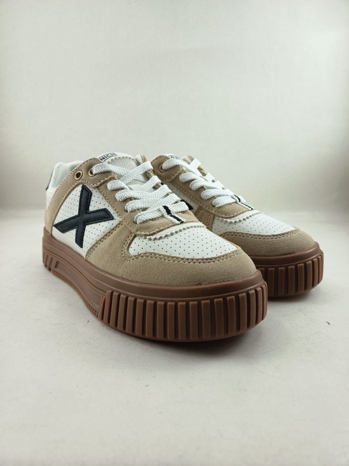 Semi-sport de piel multicolor con cierre de cordon, Munich mod. 4170005