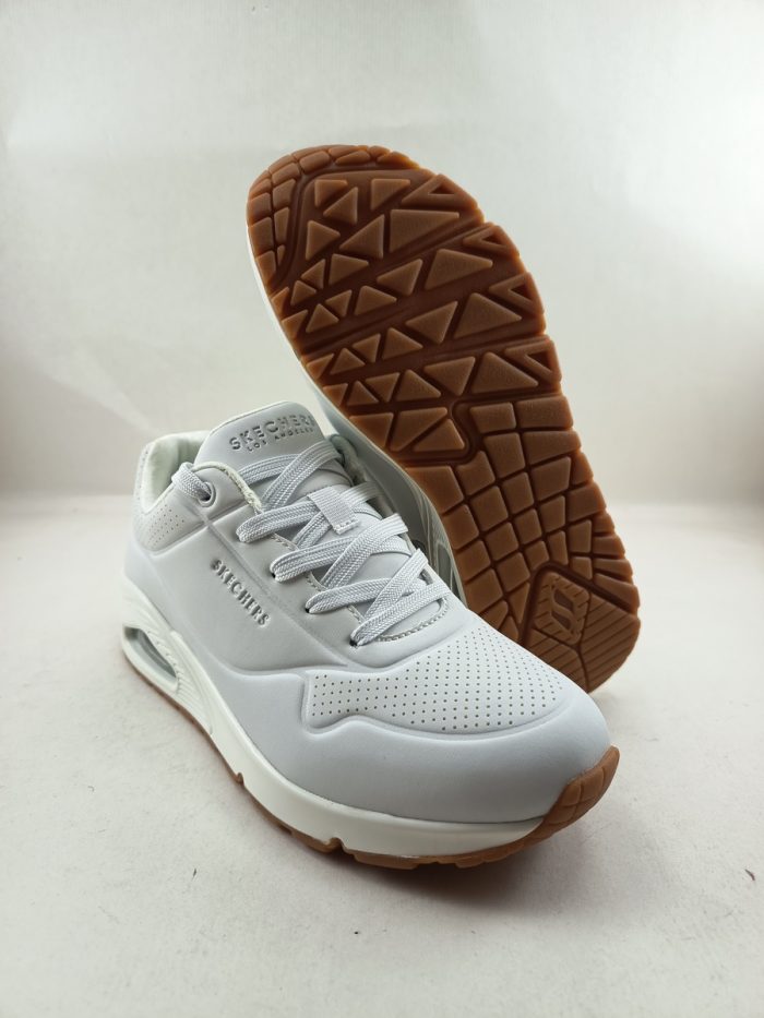 Semi-sport de piel blanca con cierre de cordon, Skechers mod. 73690 - Imagen 3