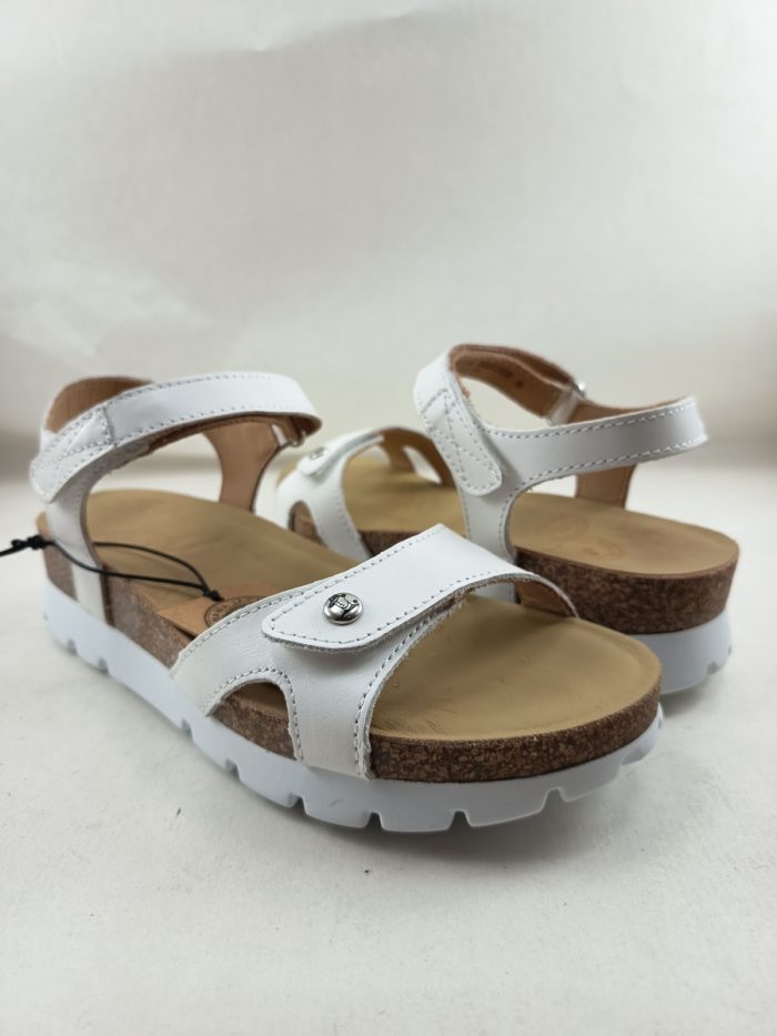 Sandalia de piel blanca con cierre de velcros, Panama jack modl Sulia basics B1 - Imagen 2