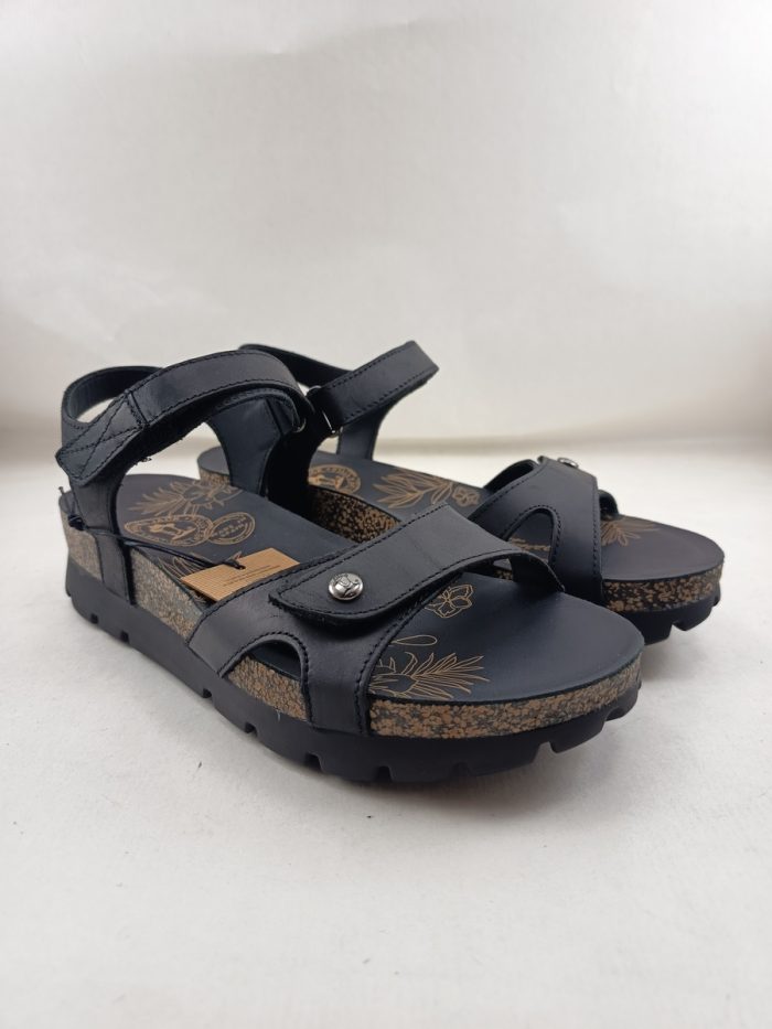Sandalia de piel negra con cierre de velcros, Panama jack mod. Sulia basics B2