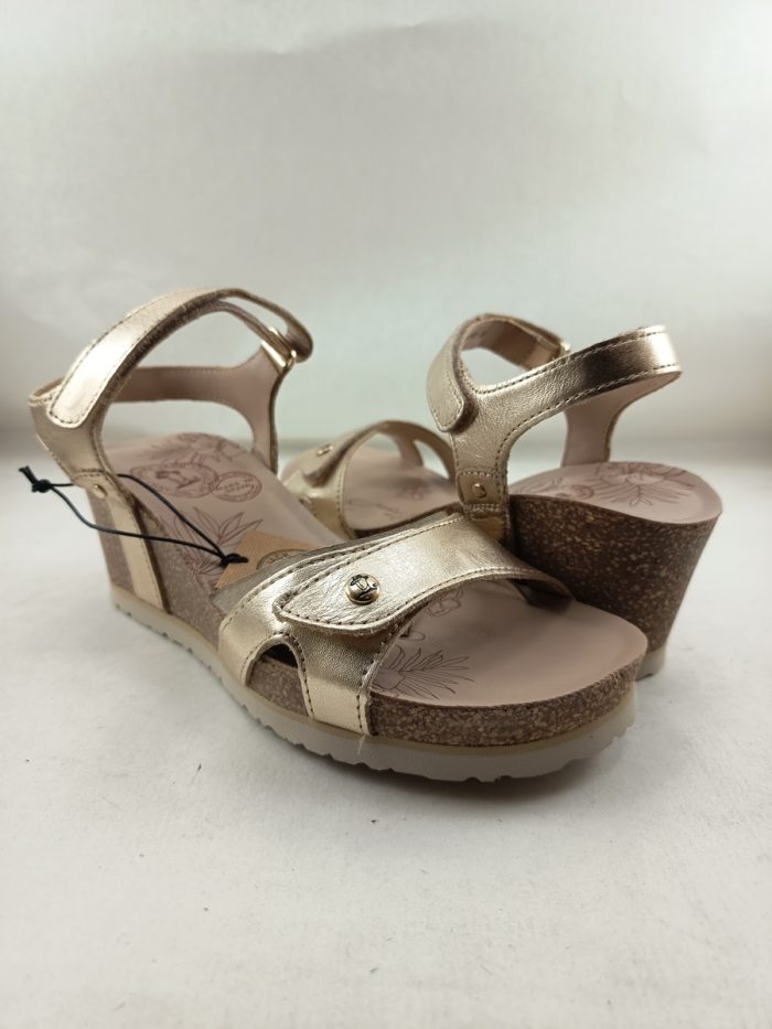 Sandalia de piel oro con cierre de velcro, Panama jack mod. Julia shilne B3 - Imagen 2