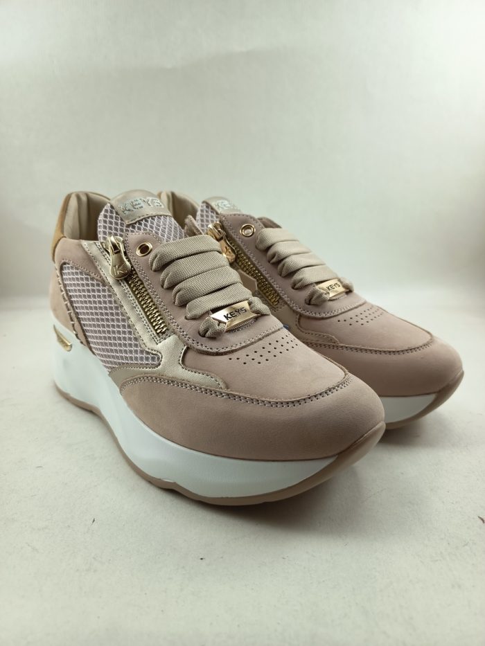 Semi-sport de piel en rosa con cierre de cordon y cremallera, Keys mod. 10590