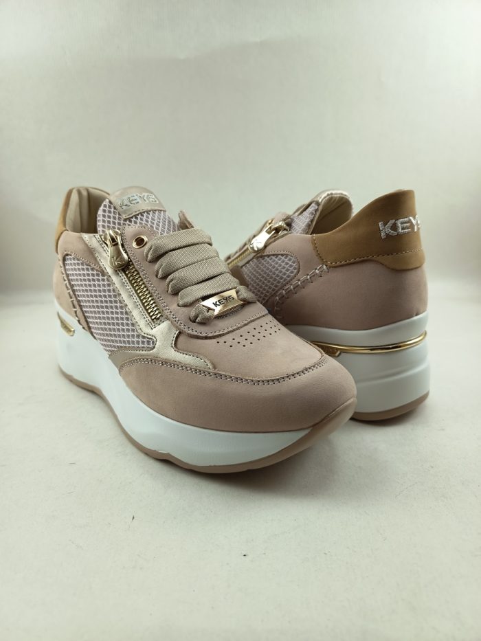 Semi-sport de piel en rosa con cierre de cordon y cremallera, Keys mod. 10590 - Imagen 2