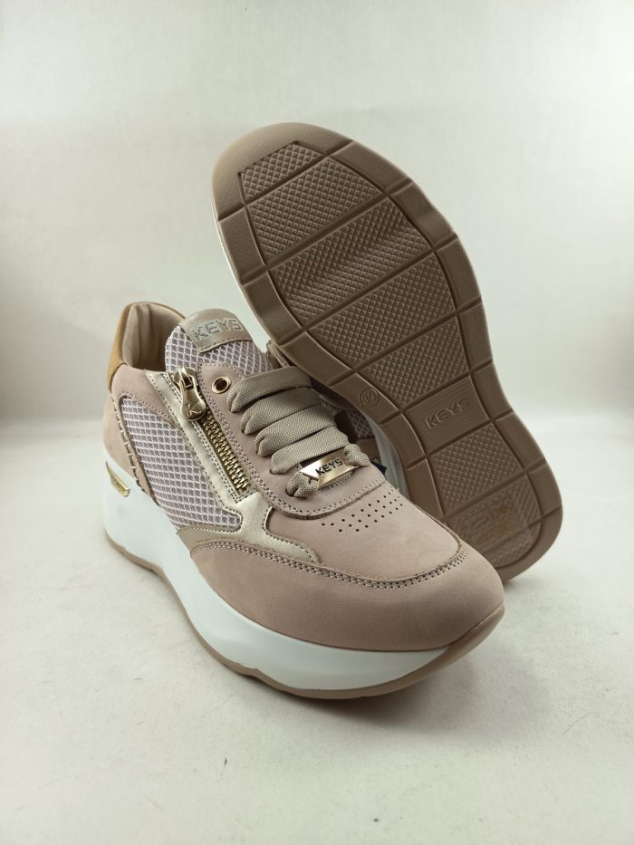 Semi-sport de piel en rosa con cierre de cordon y cremallera, Keys mod. 10590 - Imagen 3