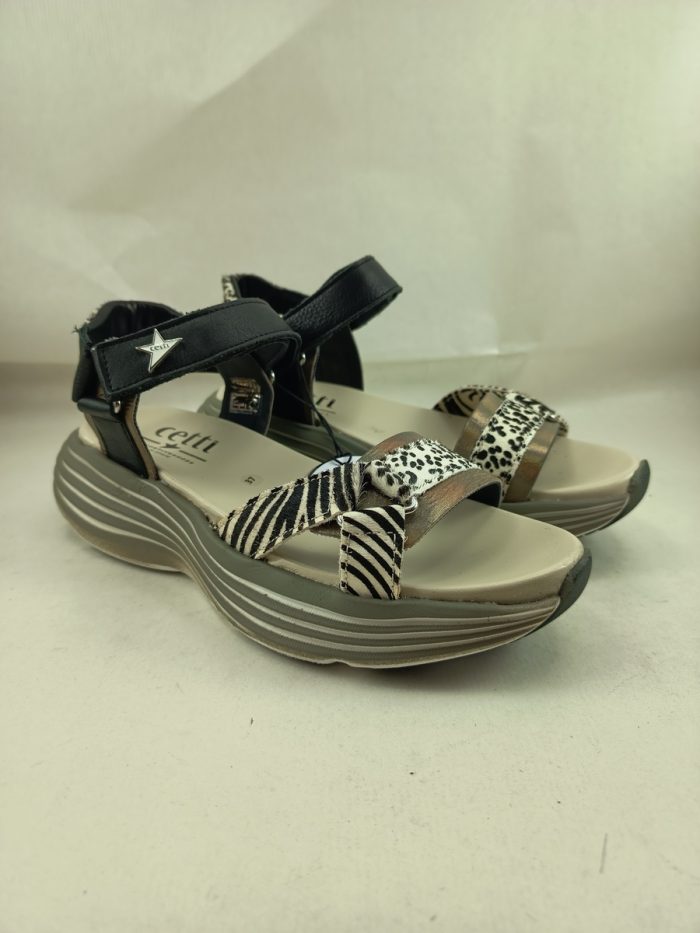 Sandalia de piel multicolor con cierre de velcro, Cetti mod. C-1297 - Imagen 2