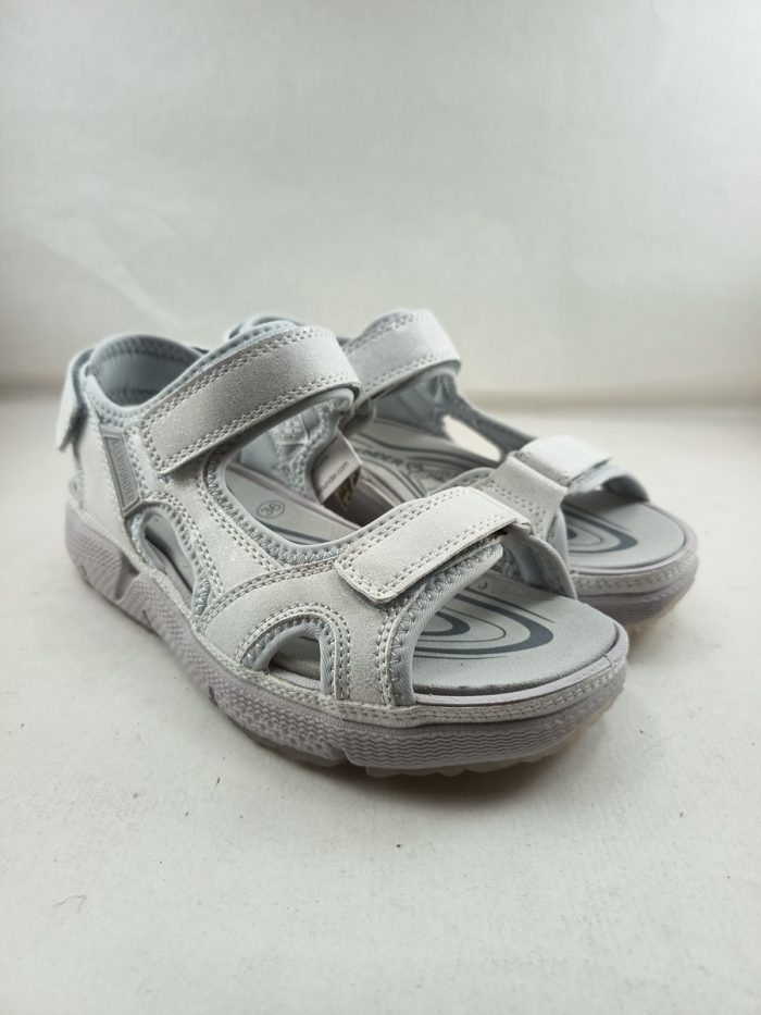 Sandalia de piel blanca con cierre de velcros, Allrounder mod. 8220