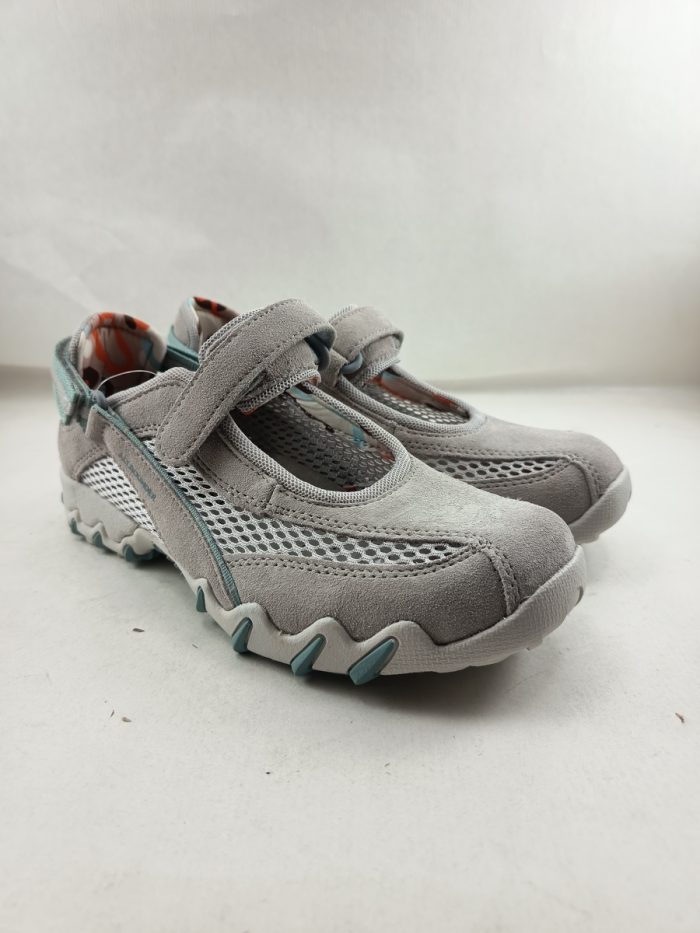 Semi-sport de piel gris con cierre de velcro, Allrounder mod. 8042 niro