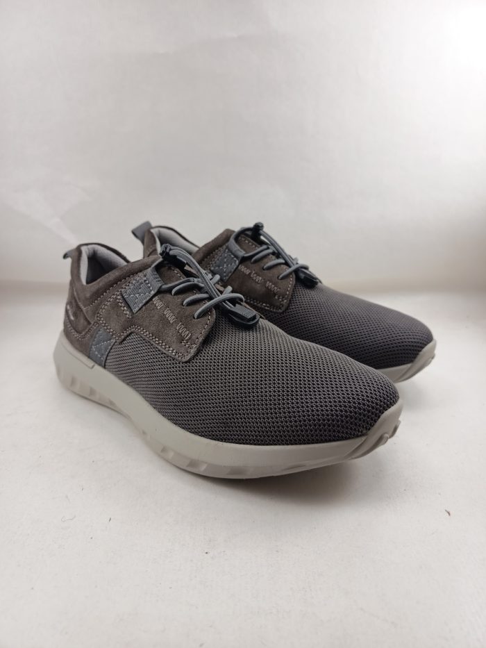 Semi-sport de piel y textil combinado gris con cierre de cordon elastico, Josef seibel mod. 33612