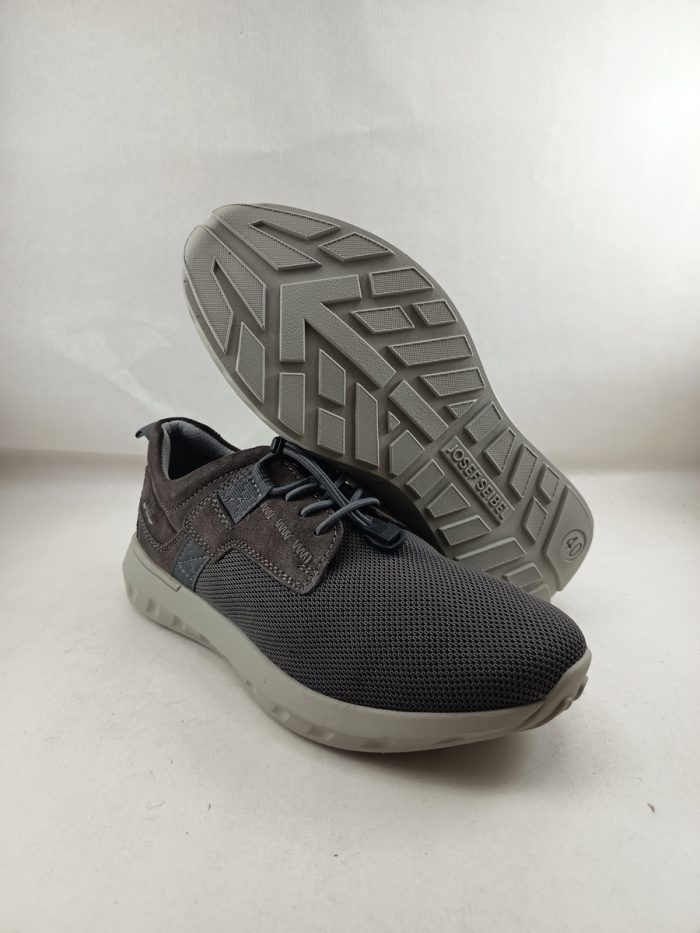 Semi-sport de piel y textil combinado gris con cierre de cordon elastico, Josef seibel mod. 33612 - Imagen 3