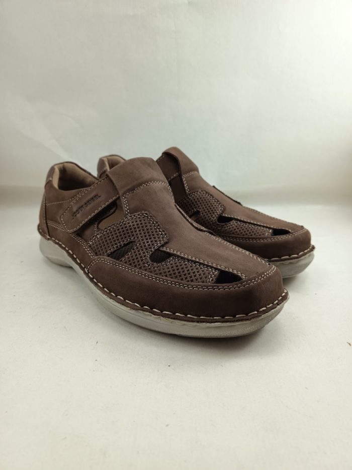Sandalia de cortes en piel marron con cierre de velcro, Josef seibel mod. 44981 - Imagen 2