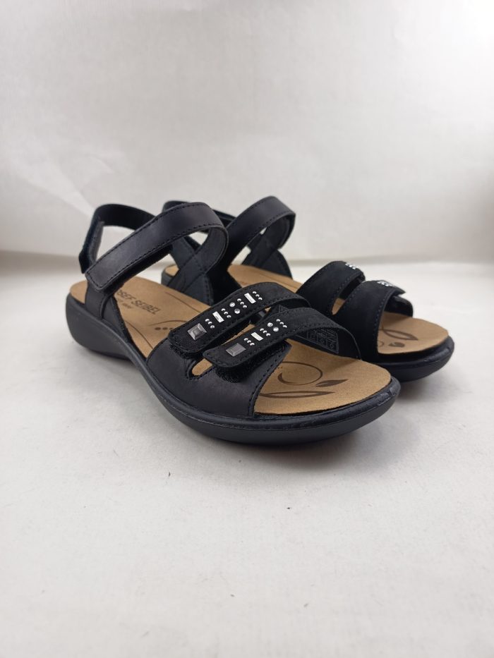 Sandalia de piel negra con cierre de velcros, Josef seibel mod. 86786