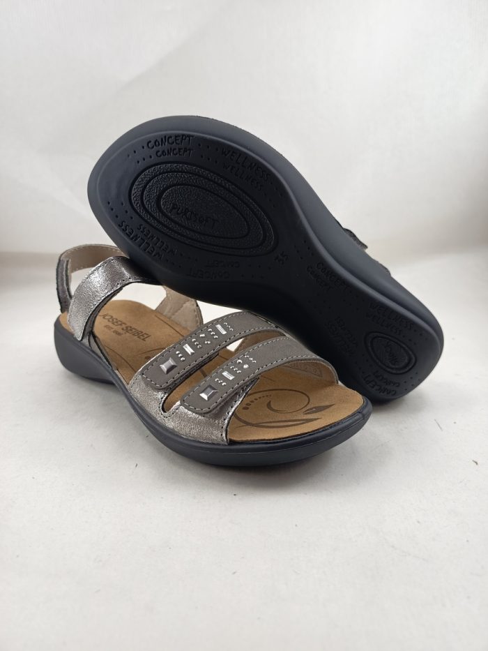 Sandalia de piel plata con cierre de velcros, Josef seibel mod. 86786 - Imagen 3