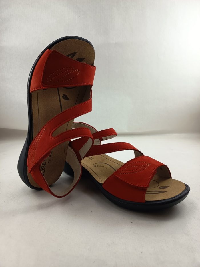 Sandalia de piel roja con cierre de velcro, Josef seibel mod. 86708 - Imagen 4