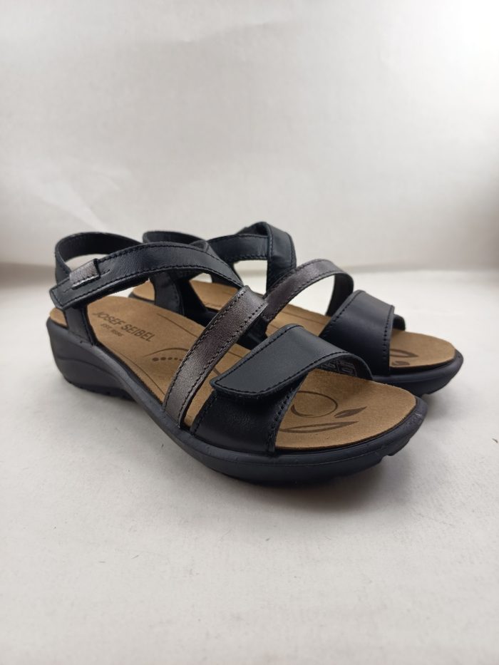 Sandalia de piel negro con cierre de velcro, Josef seibel mod. 79312
