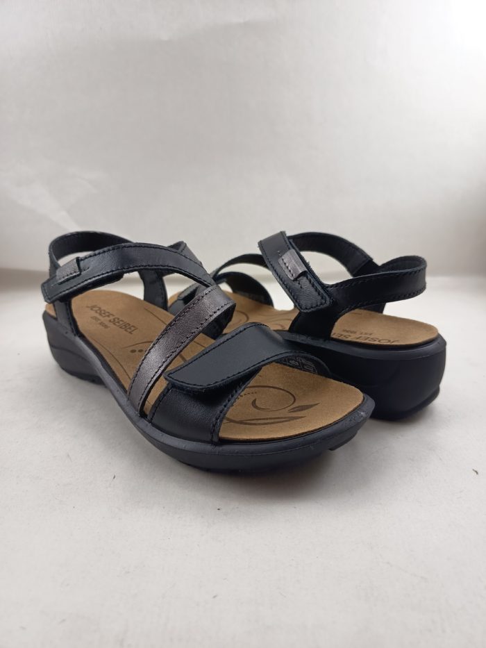 Sandalia de piel negro con cierre de velcro, Josef seibel mod. 79312 - Imagen 2