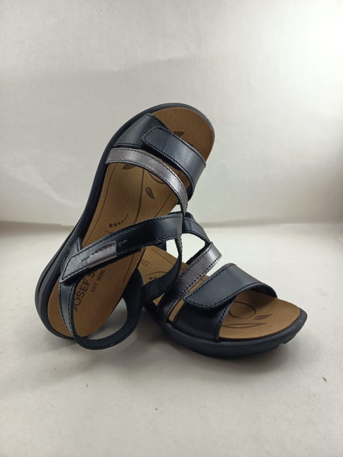 Sandalia de piel negro con cierre de velcro, Josef seibel mod. 79312 - Imagen 4