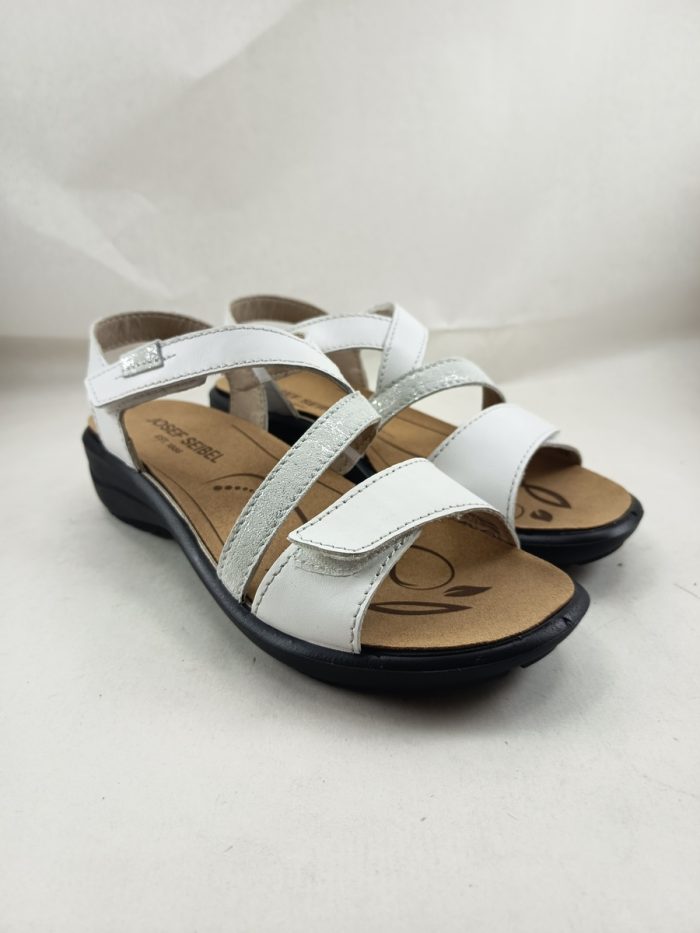 Sandalia de piel blanca con cierre de velcro, Josef seibel mod.79312 - Imagen 2