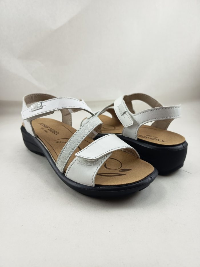 Sandalia de piel blanca con cierre de velcro, Josef seibel mod.79312 - Imagen 3