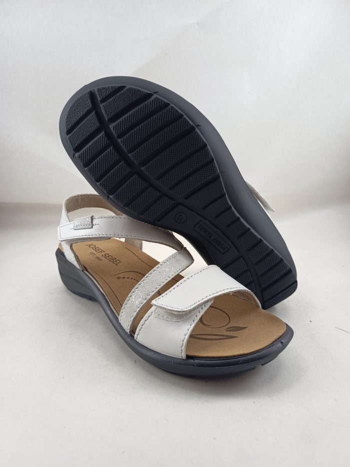 Sandalia de piel blanca con cierre de velcro, Josef seibel mod.79312 - Imagen 4