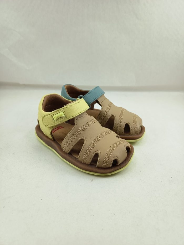 Sandalia de cortes en piel multicolor con cierre de velcro, Camper mod. 80372 - Imagen 3