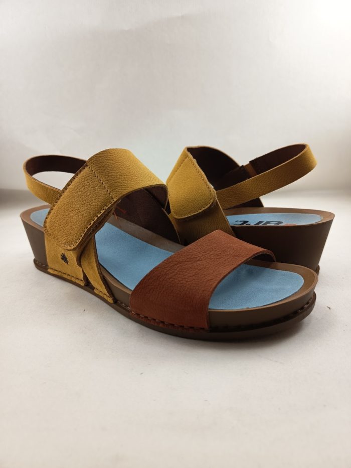 Sandalia de piel multicolor con ciere de velcro, Art mod. 1945