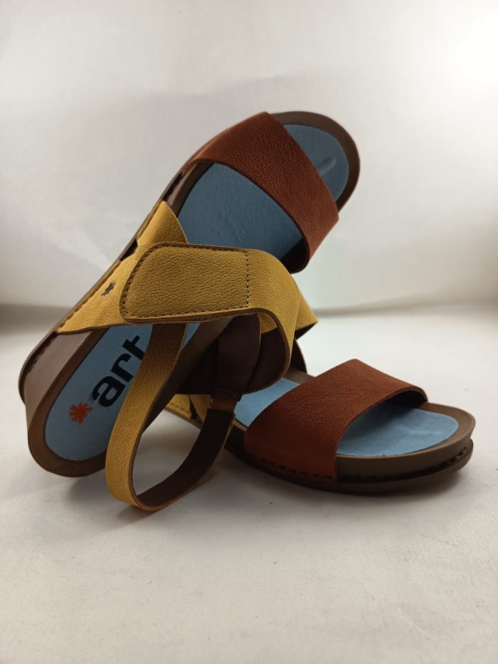 Sandalia de piel multicolor con ciere de velcro, Art mod. 1945 - Imagen 3