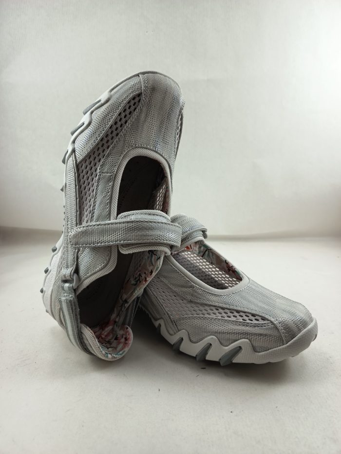 Semi-sport de piel y rejilla gris con cierre de velcro, Allrounder mod. Niro