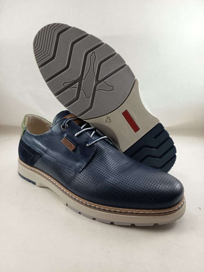 Semi-sport de piel azul con cierrre de cordon, Pikolinos mod. 4222C1 - Imagen 3