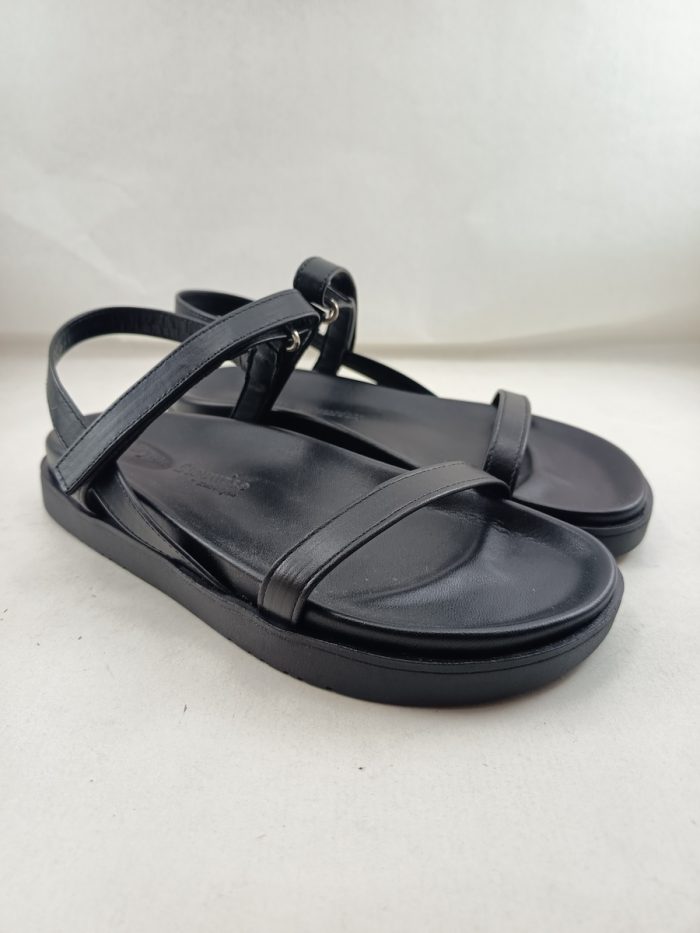Sandalia de piel negra con cierre de velcro, Bryan footwear mod. 5112