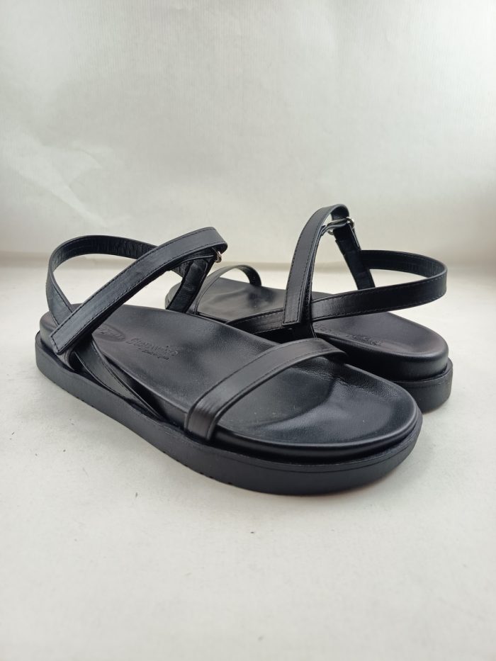Sandalia de piel negra con cierre de velcro, Bryan footwear mod. 5112 - Imagen 2